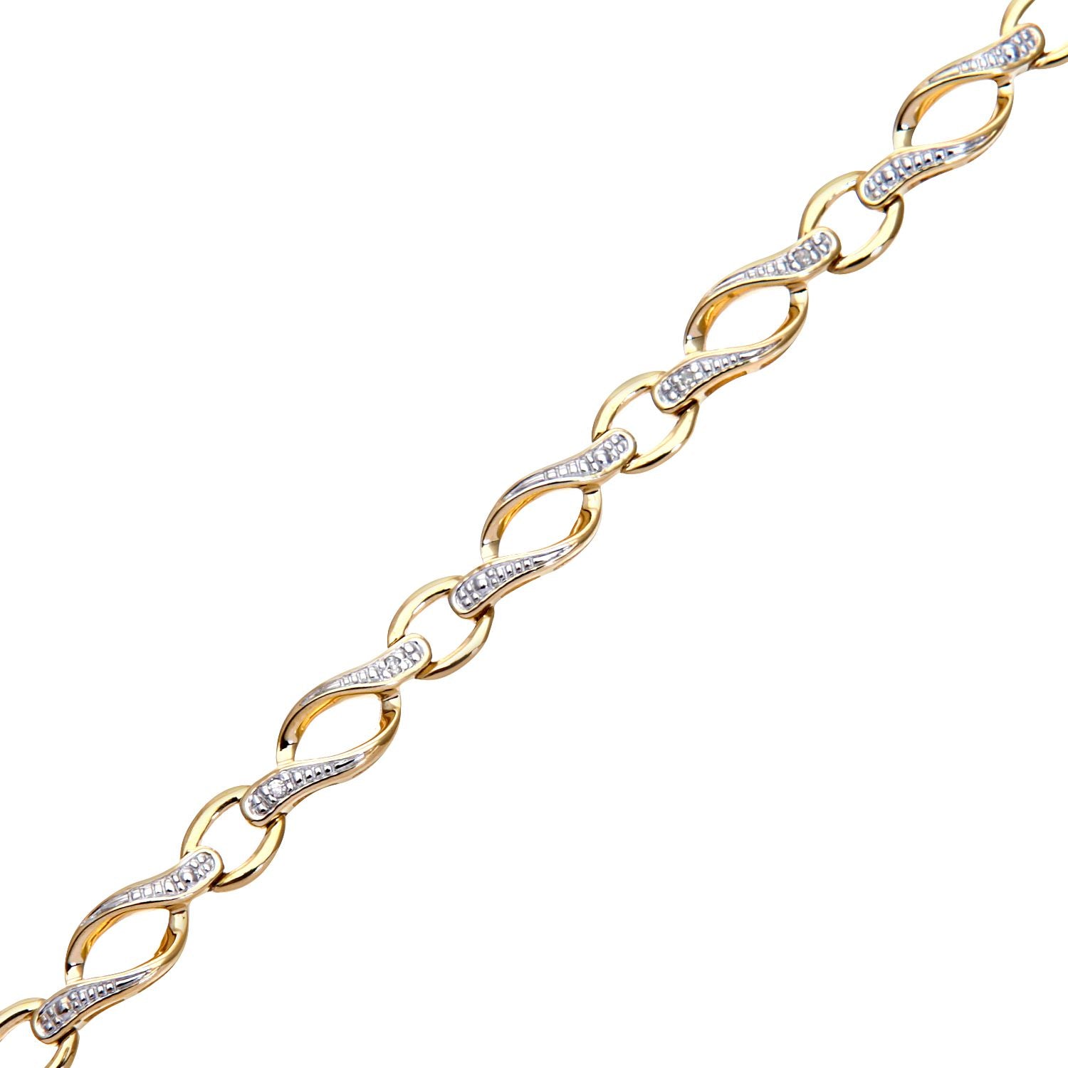 9ct Gold  Round 5pts Diamond Twist Eyelet Link Bracelet - PBCAXL02645Y