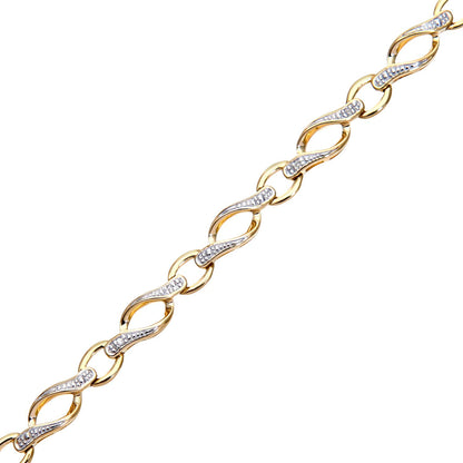 9ct Gold  Round 5pts Diamond Twist Eyelet Link Bracelet - PBCAXL02645Y