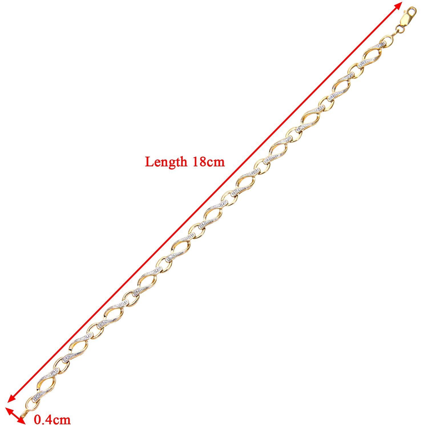 9ct Gold  Round 5pts Diamond Twist Eyelet Link Bracelet - PBCAXL02645Y