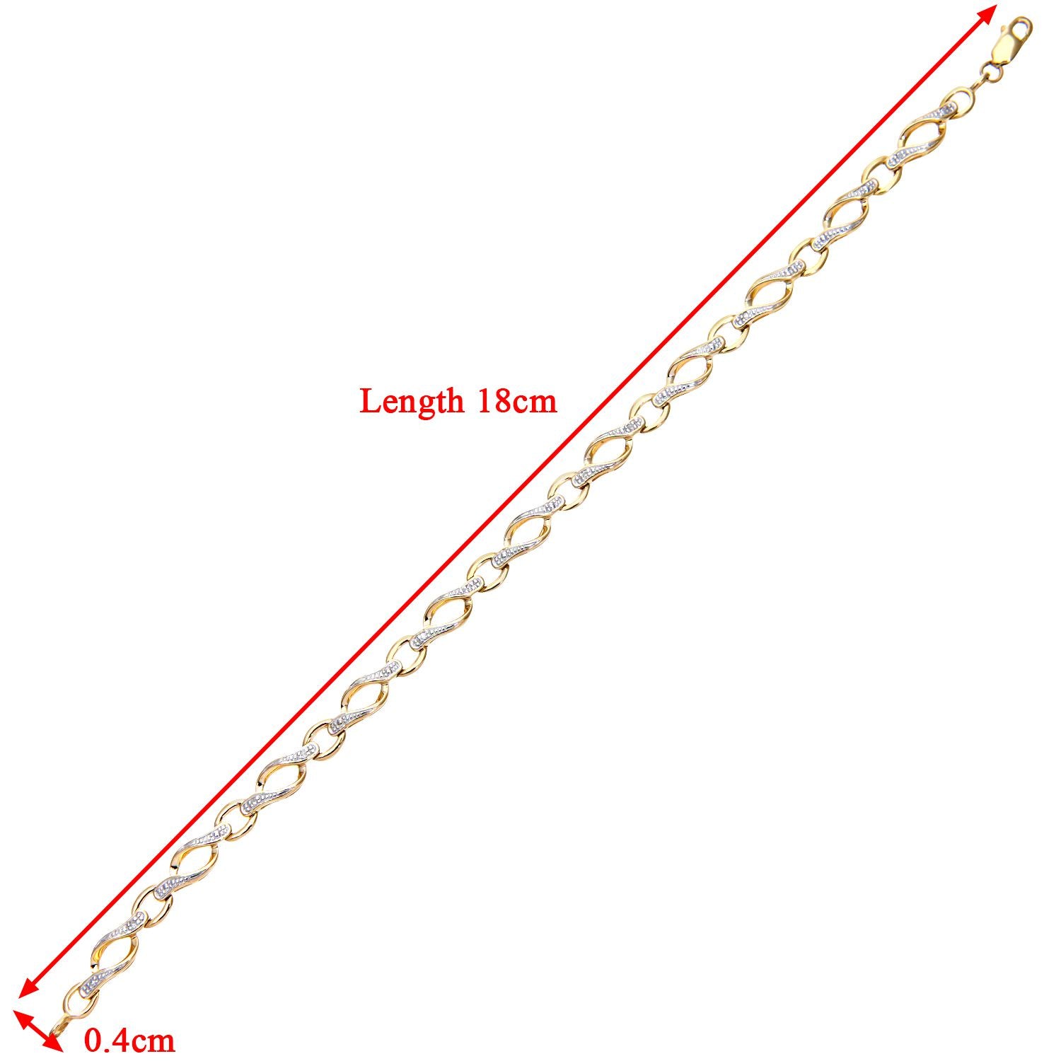 9ct Gold  Round 5pts Diamond Twist Eyelet Link Bracelet - PBCAXL02645Y