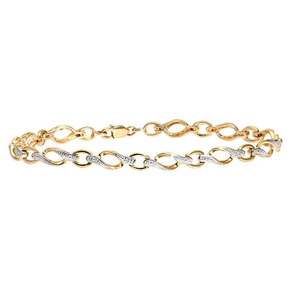 9ct Gold  Round 5pts Diamond Twist Eyelet Link Bracelet - PBCAXL02645Y
