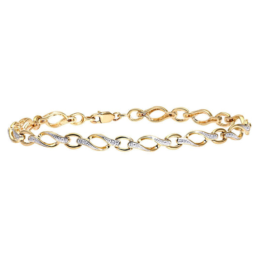 9ct Gold  Round 5pts Diamond Twist Eyelet Link Bracelet - PBCAXL02645Y