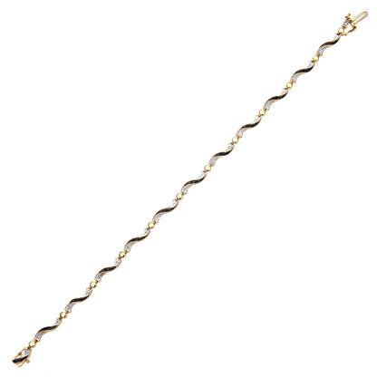 9ct Gold  10pts Diamond Ball & Ribbon Candy Twist Link Bracelet - PBCAXL02783YBlkDia