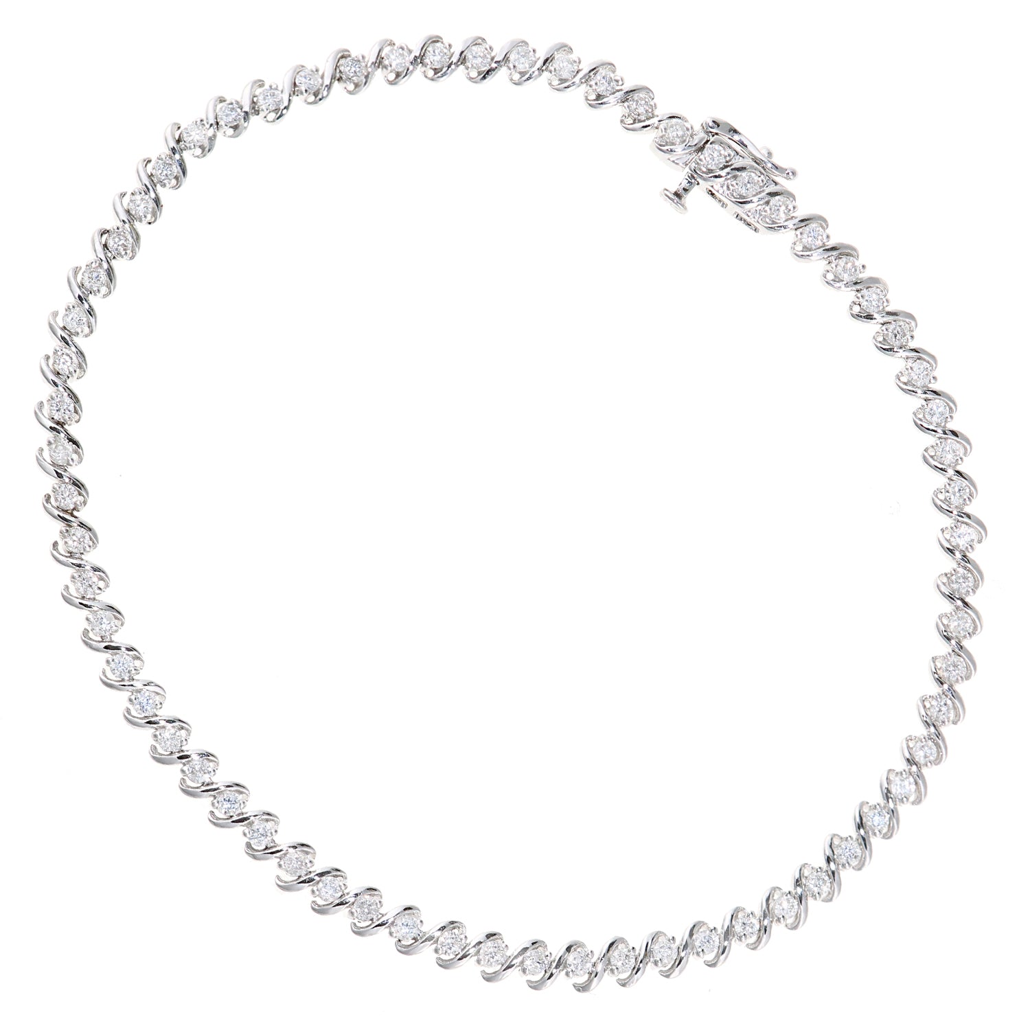 9ct White Gold  1.15ct Diamond Spiral Cord 2 Claw Tennis Bracelet - PBCAXL03267W