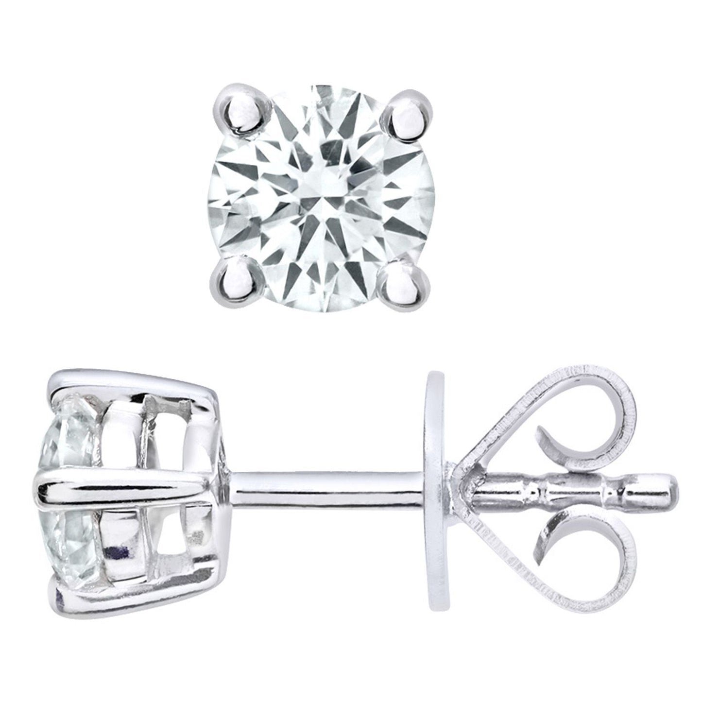 Platinum  Round 1/2ct Diamond Solitaire Stud Earrings - PE0AXL1370PTHSI