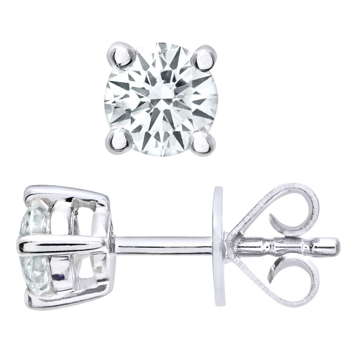 18ct White Gold  Round 1/2ct Diamond Solitaire Stud Earrings - PE0AXL1370W18HSI