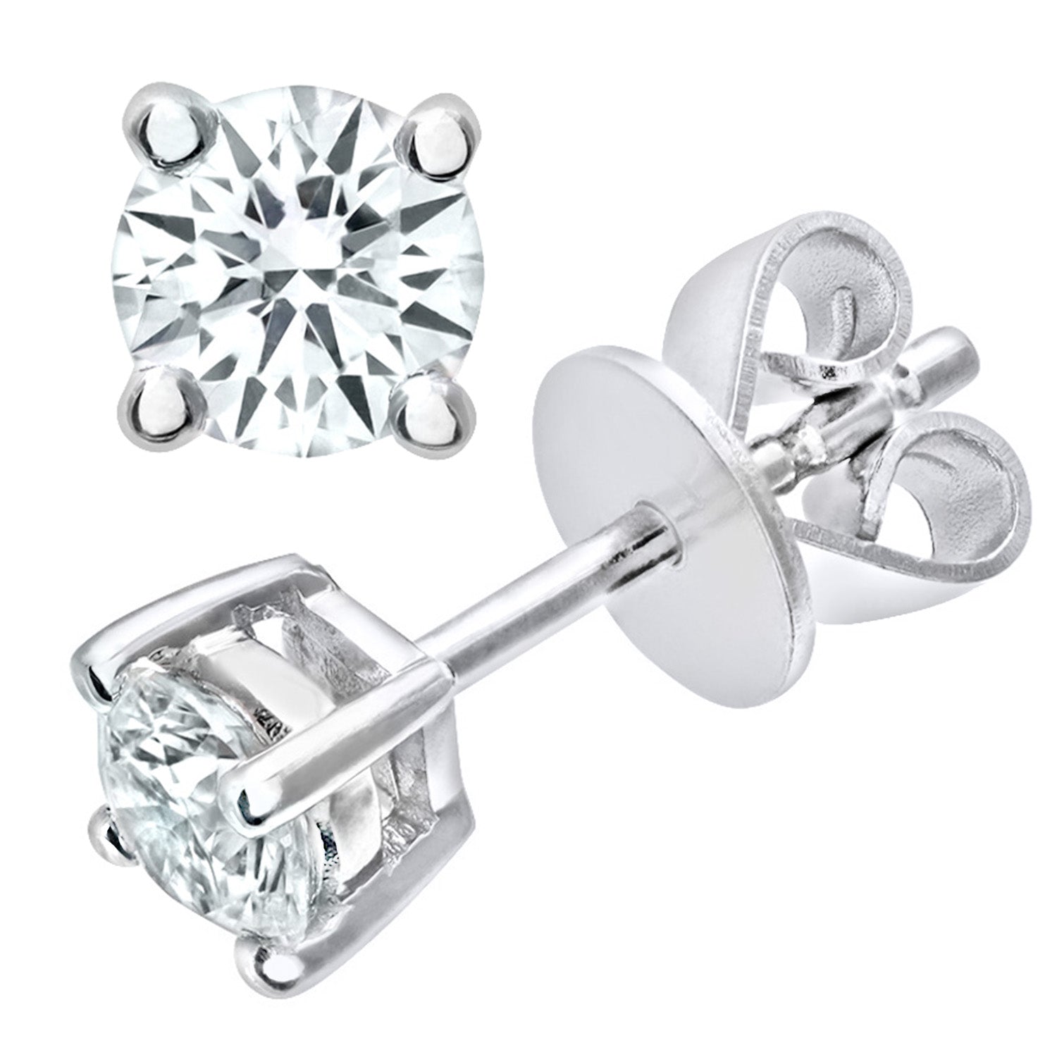 18ct White Gold  Round 1/2ct Diamond Solitaire Stud Earrings - PE0AXL1370W18HSI