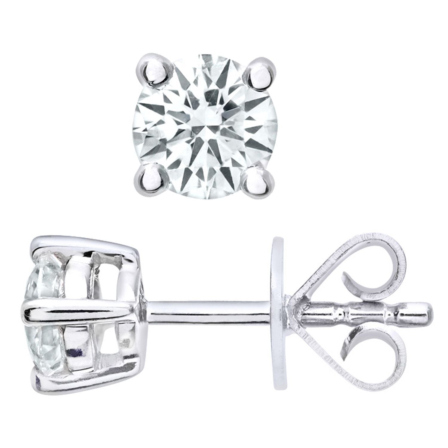 18ct White Gold  Round 1/2ct Diamond Solitaire Stud Earrings - PE0AXL1370W18JPK