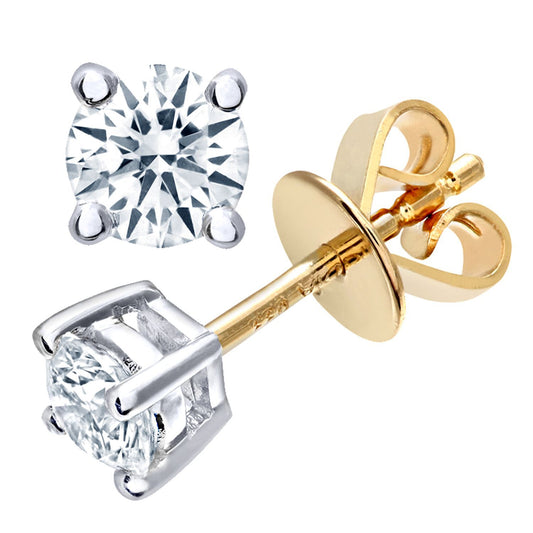 18ct Gold  Round 1/2ct Diamond Solitaire Stud Earrings - PE0AXL1370Y18JPK