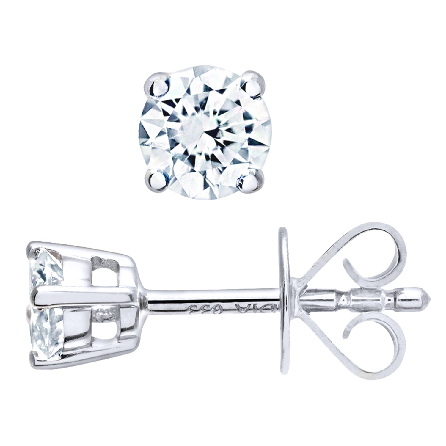 18ct White Gold  Round 1/3ct Diamond Solitaire Stud Earrings - PE0AXL1372W18HSI