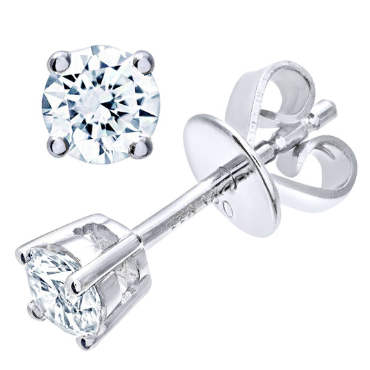18ct White Gold  Round 1/3ct Diamond Solitaire Stud Earrings - PE0AXL1372W18HSI