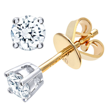 18ct Gold  Round 1/3ct Diamond Solitaire Stud Earrings - PE0AXL1372Y18HSI