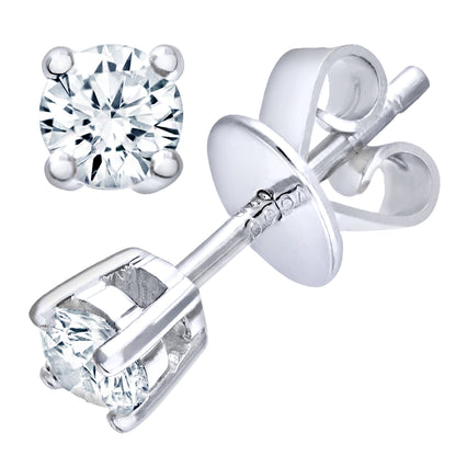 18ct White Gold  Round 1/4ct Diamond Solitaire Stud Earrings - PE0AXL1373W18JPK