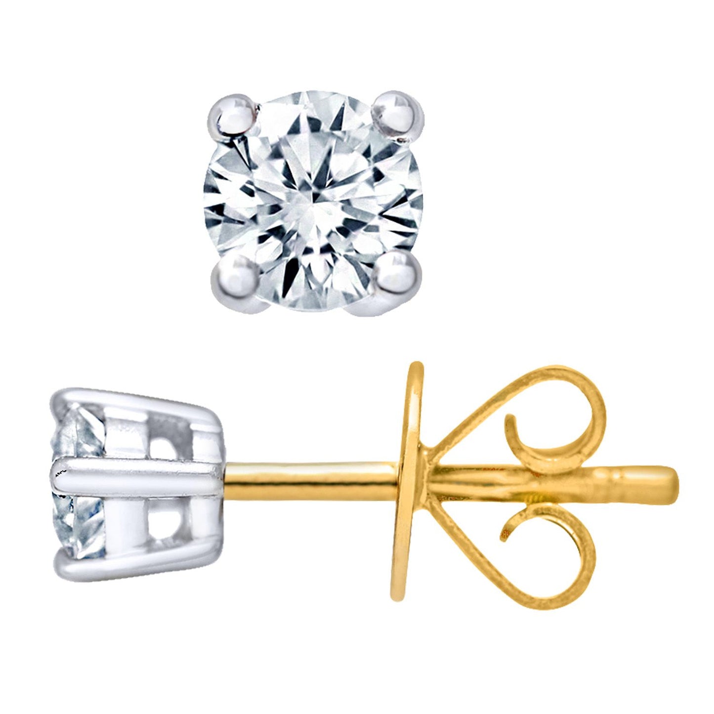 18ct Gold  Round 1/4ct Diamond Solitaire Stud Earrings - PE0AXL1373Y18JPK