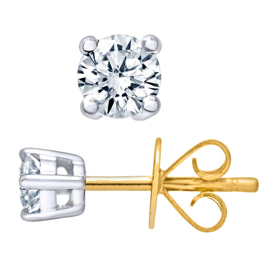 18ct Gold  Round 1/4ct Diamond Solitaire Stud Earrings - PE0AXL1373Y18JPK