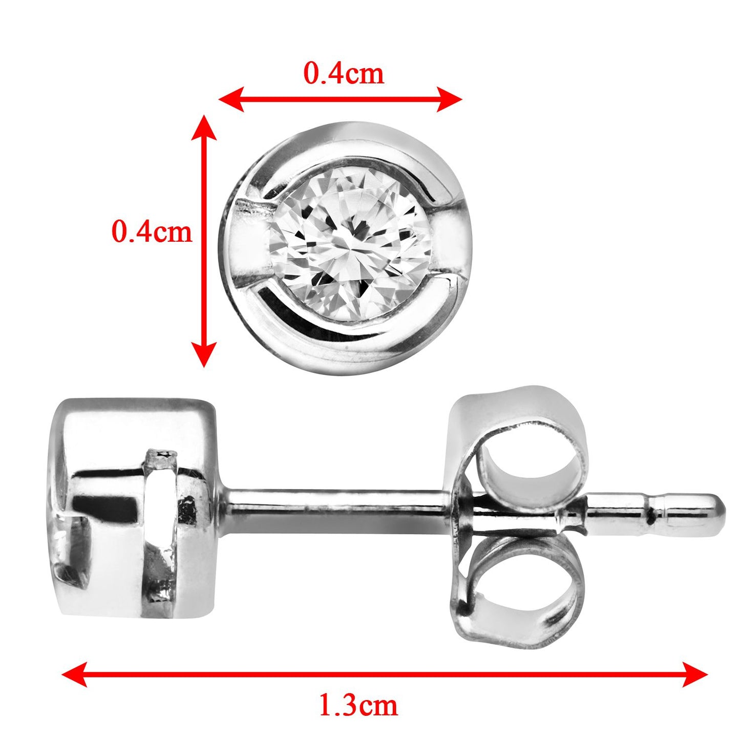 9ct White Gold  Round 15pts Diamond Solitaire Stud Earrings - PE0AXL1570W