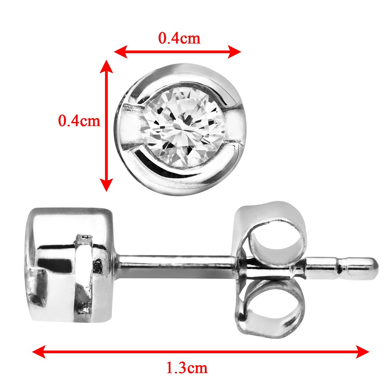 9ct White Gold  Round 15pts Diamond Solitaire Stud Earrings - PE0AXL1570W