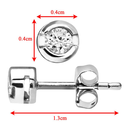 9ct White Gold  Round 15pts Diamond Solitaire Stud Earrings - PE0AXL1570W
