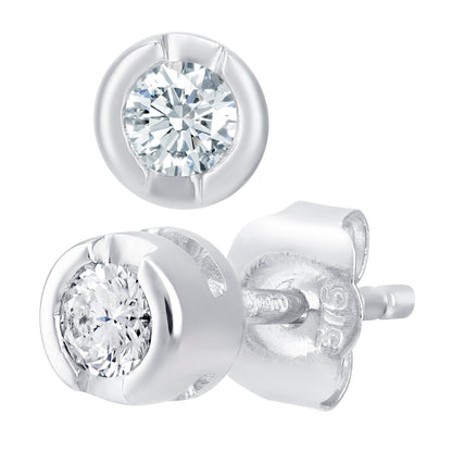9ct White Gold  Round 15pts Diamond Solitaire Stud Earrings - PE0AXL1570W