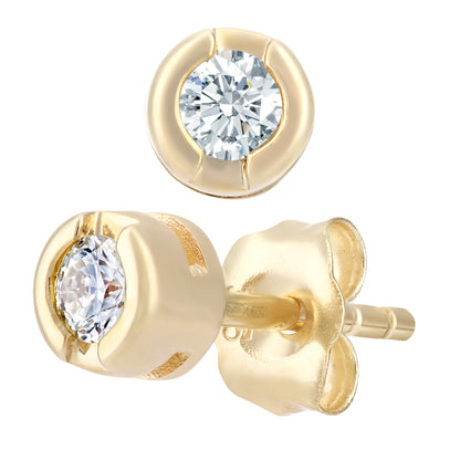 9ct Gold  Round 15pts Diamond Solitaire Stud Earrings - PE0AXL1570Y