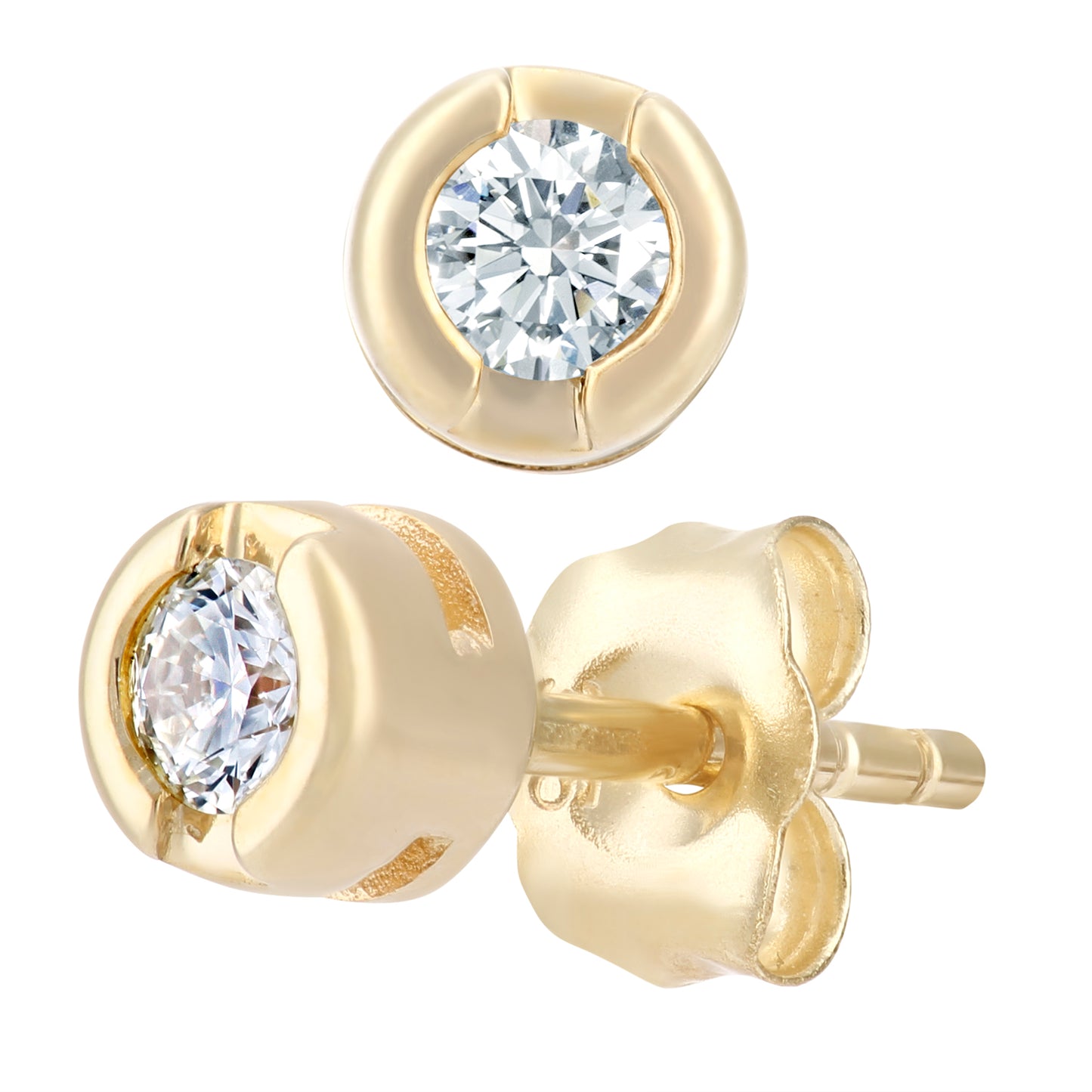 9ct Gold  Round 15pts Diamond Solitaire Stud Earrings - PE0AXL1570Y