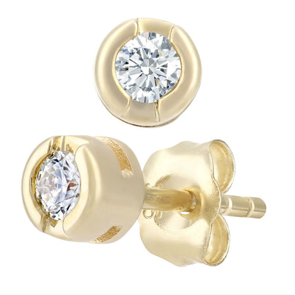 9ct Gold  Round 15pts Diamond Solitaire Stud Earrings - PE0AXL1570Y