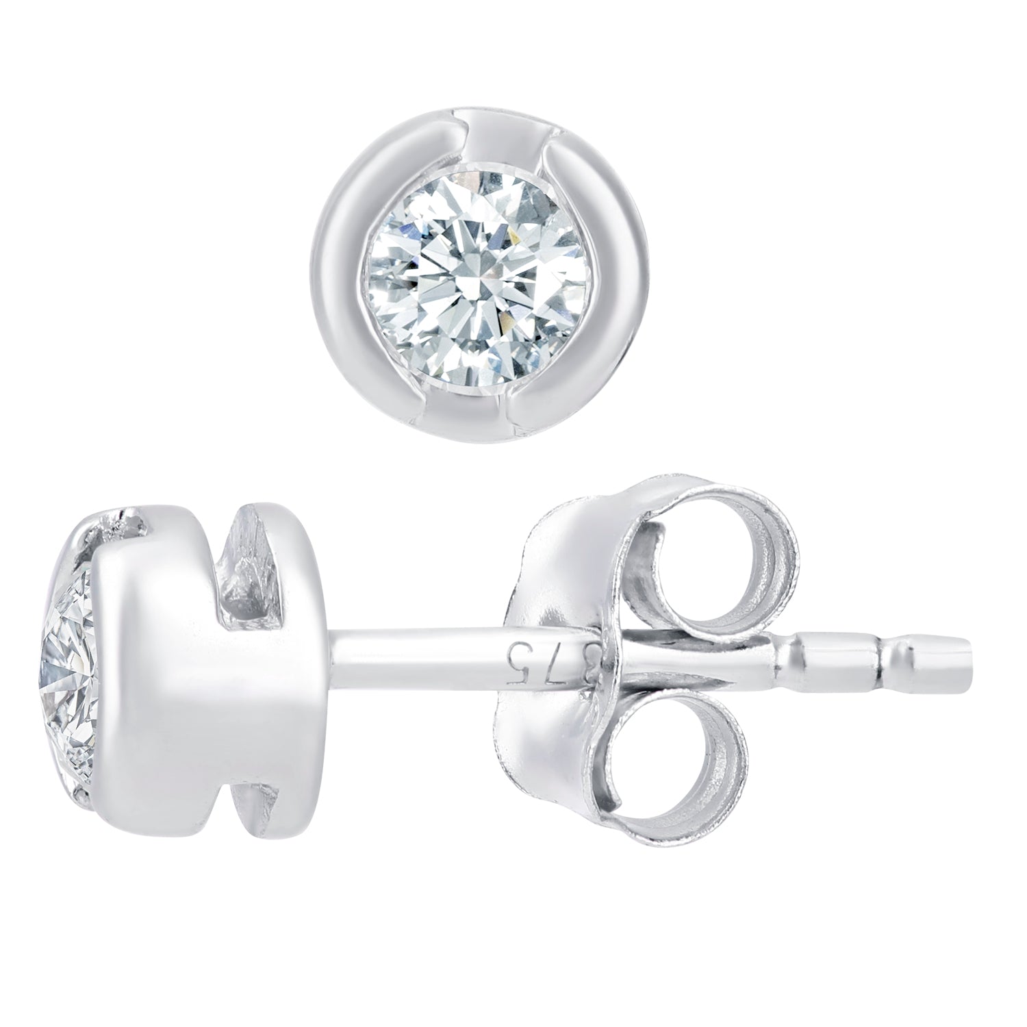 9ct White Gold  Round 1/4ct Diamond Solitaire Stud Earrings - PE0AXL1571W