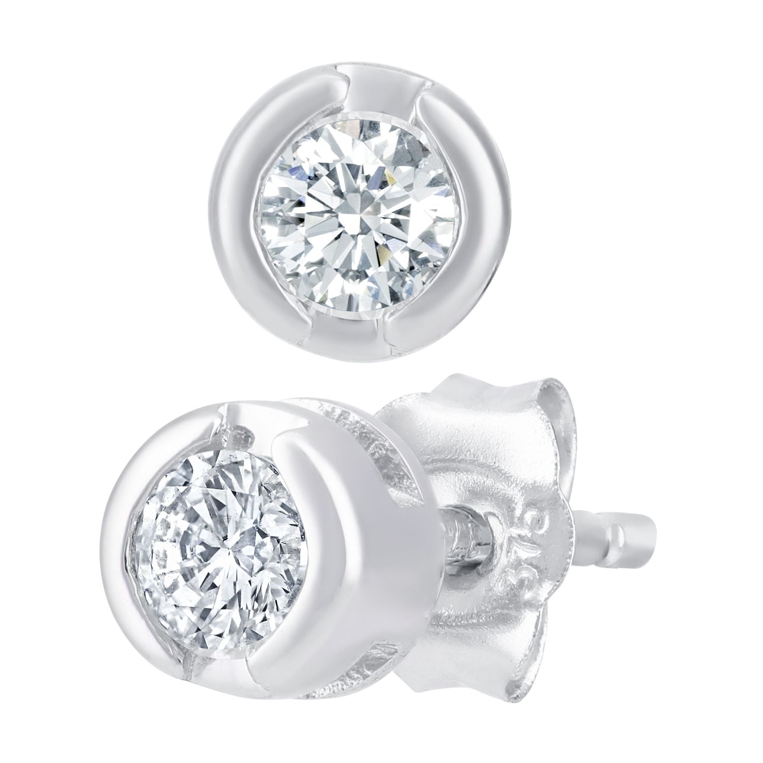9ct White Gold  Round 1/4ct Diamond Solitaire Stud Earrings - PE0AXL1571W