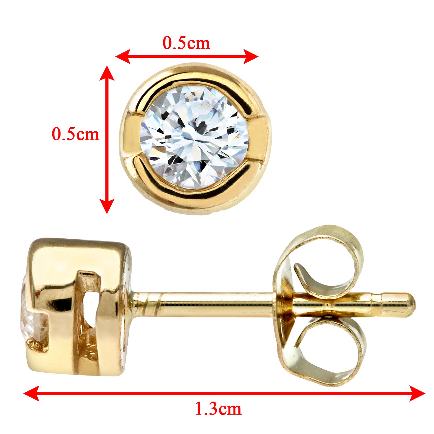 9ct Gold  Round 1/4ct Diamond Solitaire Stud Earrings - PE0AXL1571Y