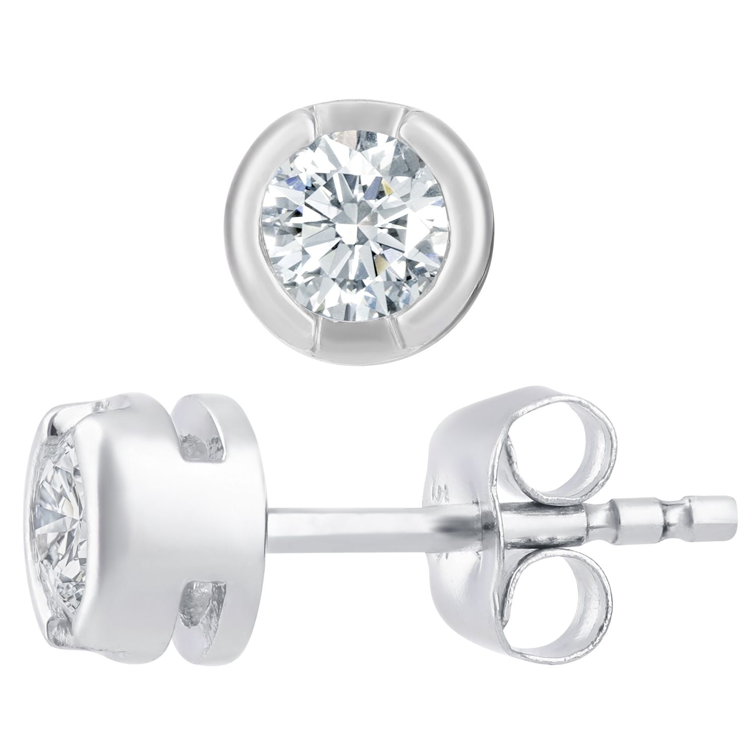 9ct White Gold  Round 1/3ct Diamond Solitaire Stud Earrings - PE0AXL1572W