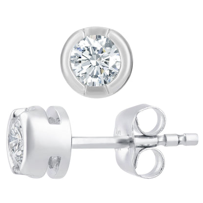 9ct White Gold  Round 1/3ct Diamond Solitaire Stud Earrings - PE0AXL1572W