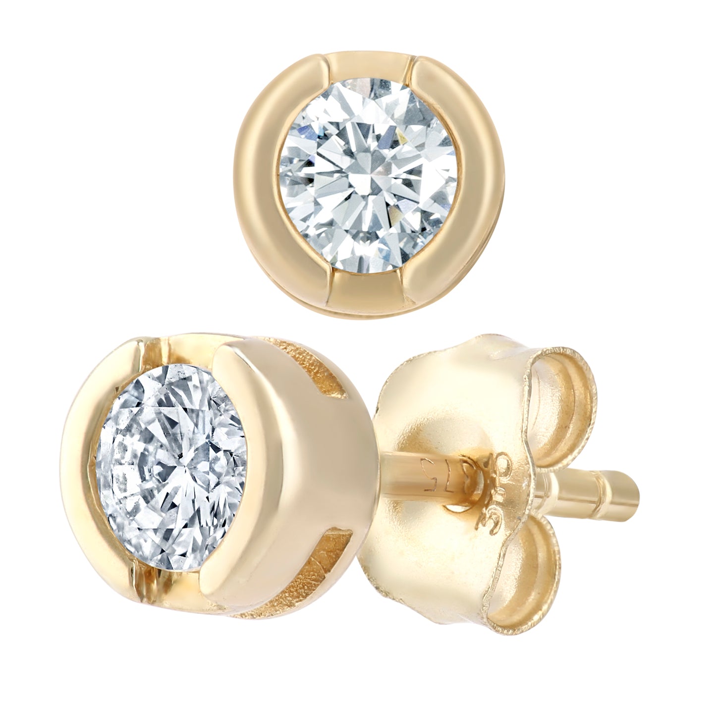 9ct Gold  Round 1/3ct Diamond Solitaire Stud Earrings - PE0AXL1572Y