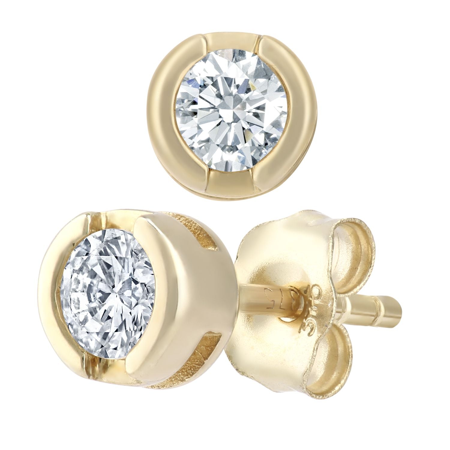 9ct Gold  Round 1/3ct Diamond Solitaire Stud Earrings - PE0AXL1572Y