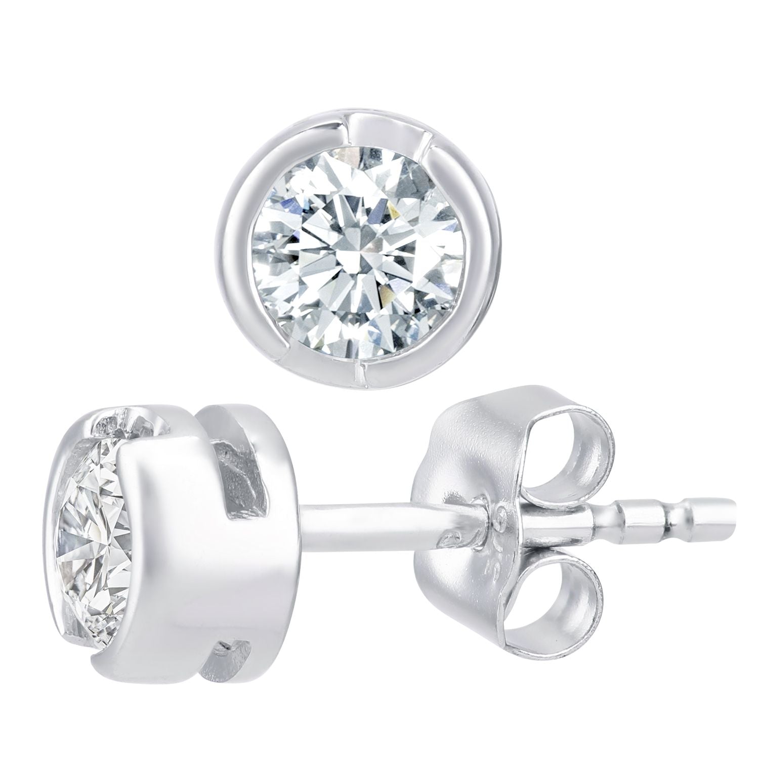9ct White Gold  Round 1/2ct Diamond Solitaire Stud Earrings - PE0AXL1573W