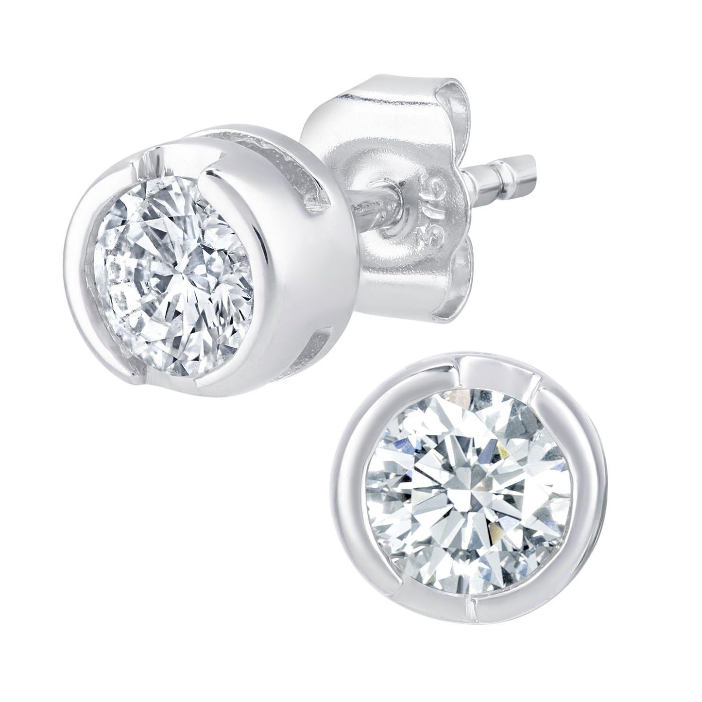 9ct White Gold  Round 1/2ct Diamond Solitaire Stud Earrings - PE0AXL1573W