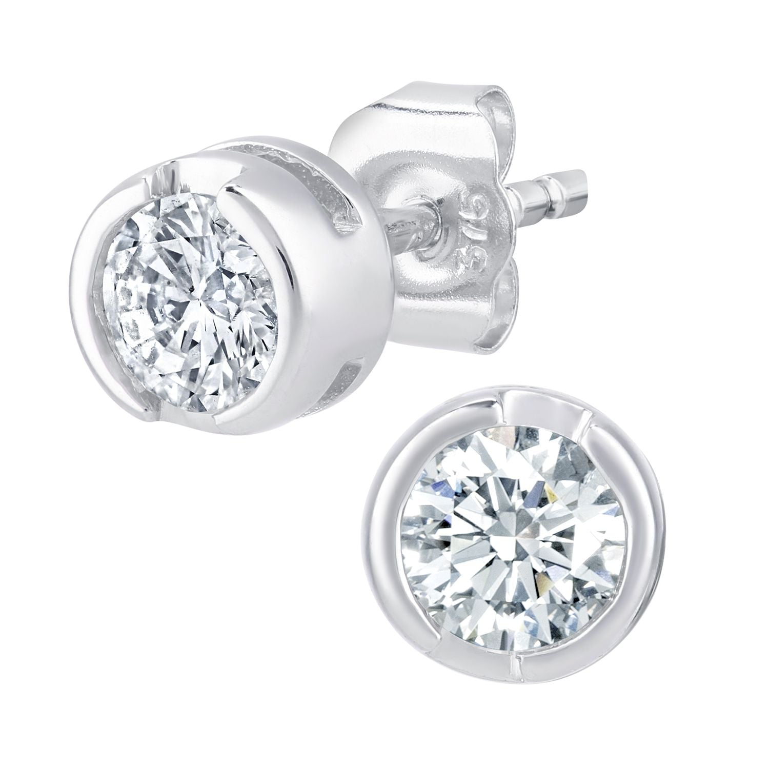 9ct White Gold  Round 1/2ct Diamond Solitaire Stud Earrings - PE0AXL1573W