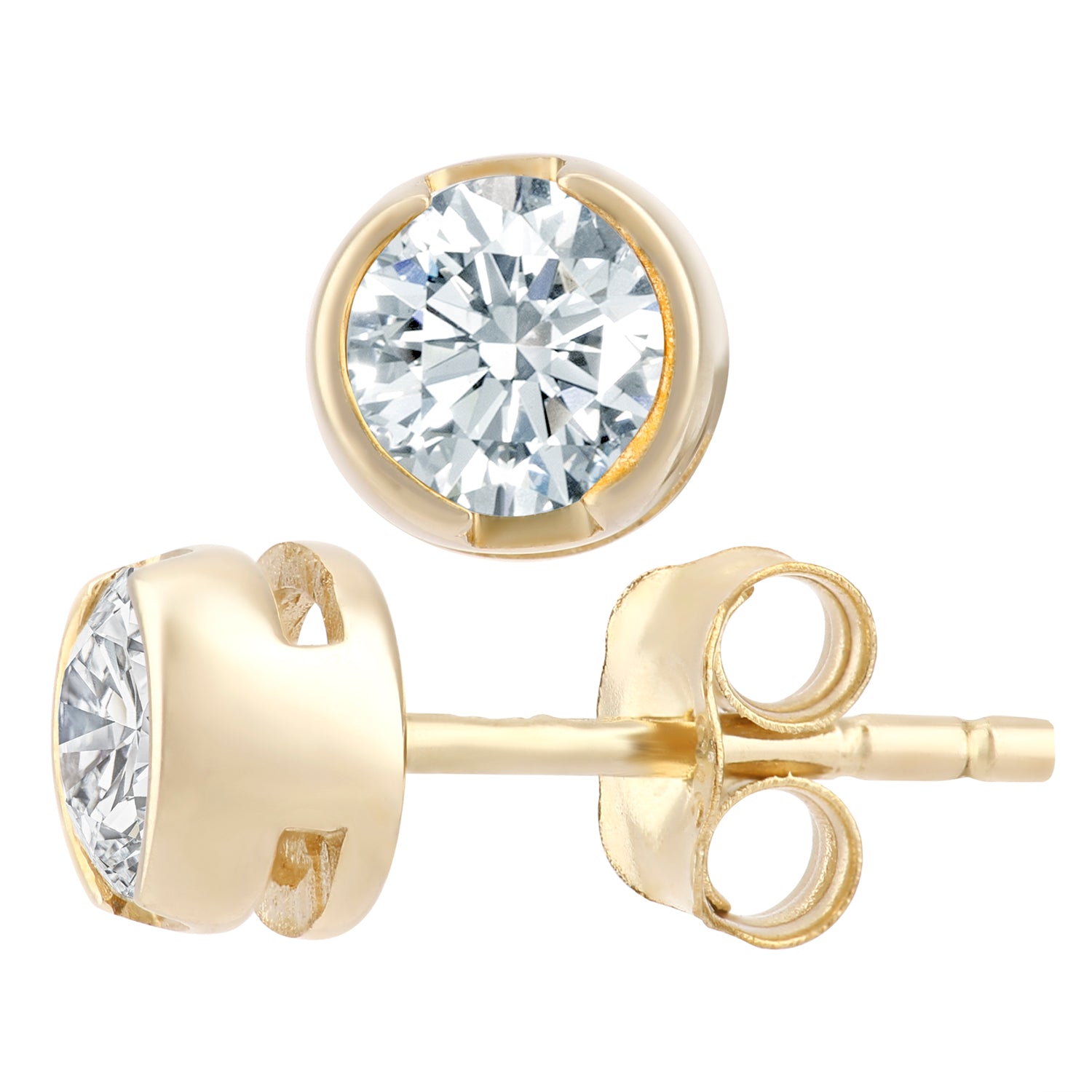 9ct Gold  Round 1/2ct Diamond Solitaire Stud Earrings - PE0AXL1573Y