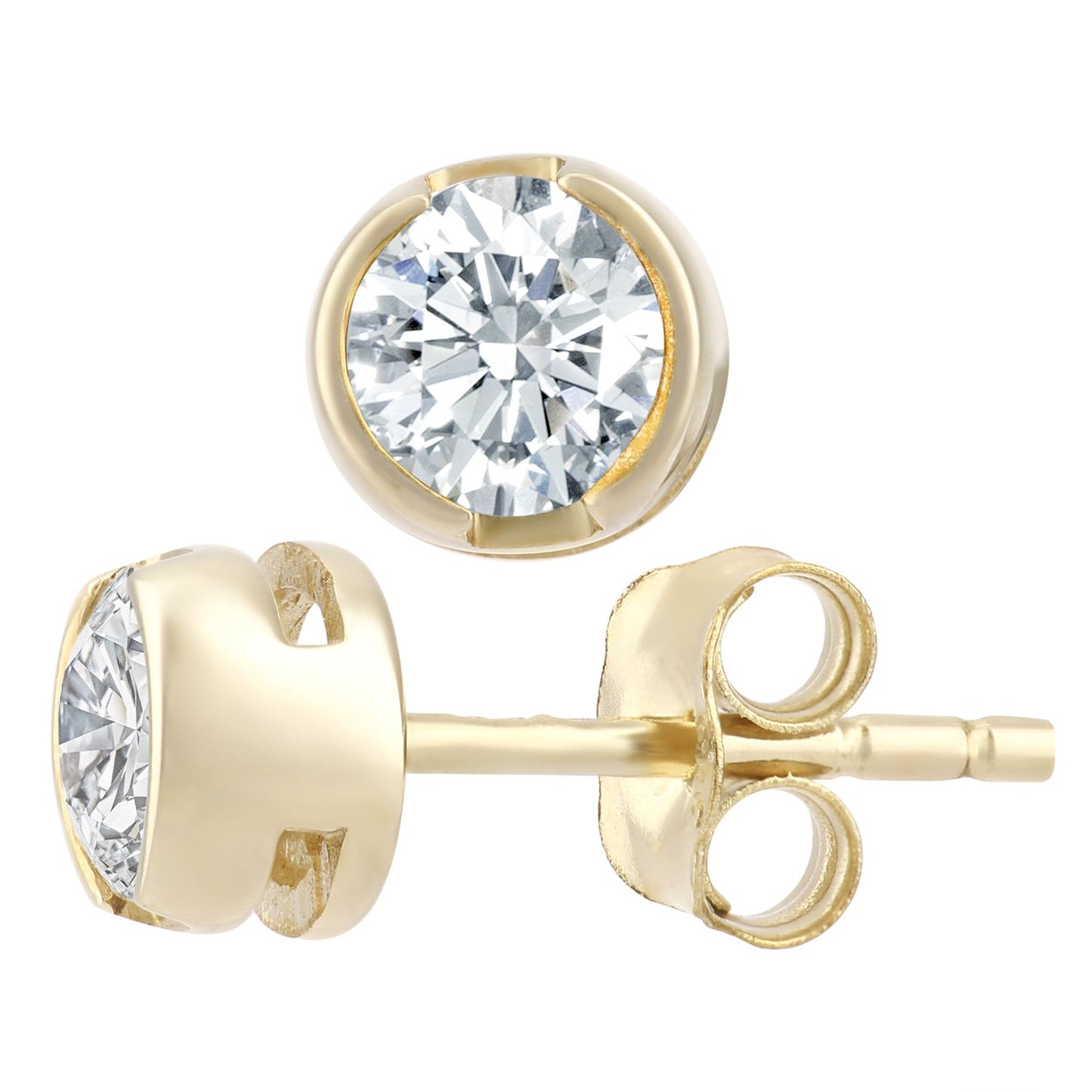 9ct Gold  Round 1/2ct Diamond Solitaire Stud Earrings - PE0AXL1573Y