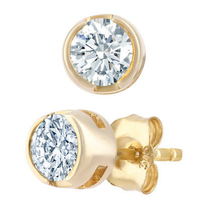 9ct Gold  Round 1/2ct Diamond Solitaire Stud Earrings - PE0AXL1573Y