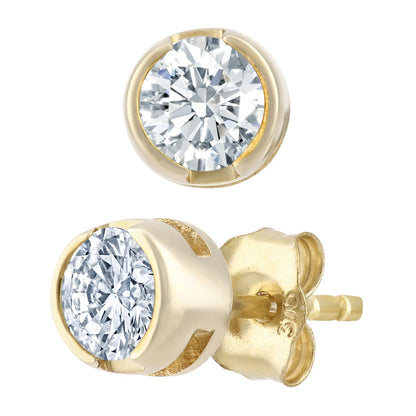 9ct Gold  Round 1/2ct Diamond Solitaire Stud Earrings - PE0AXL1573Y