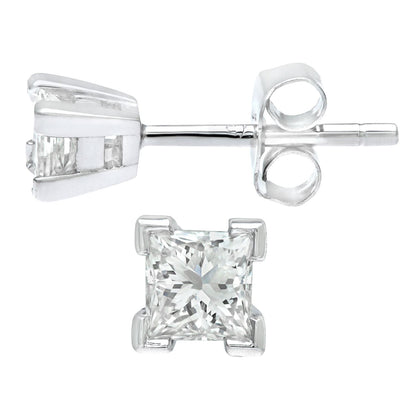 9ct White Gold  Princess 1/3ct Diamond Solitaire Stud Earrings - PE0AXL1796W