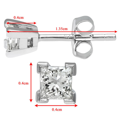 9ct White Gold  Princess 1/3ct Diamond Solitaire Stud Earrings - PE0AXL1796W