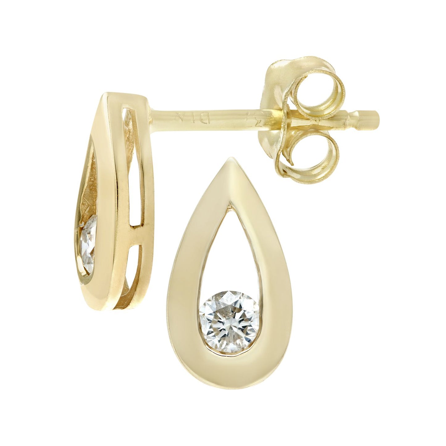 9ct Gold  Round 15pts Diamond Solitaire Stud Earrings - PE0AXL1803Y
