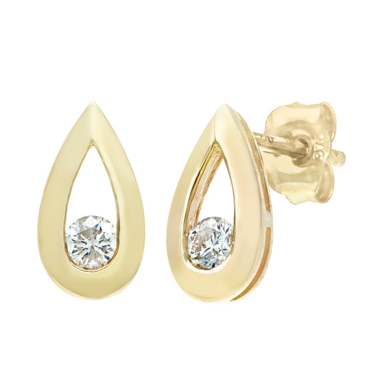 9ct Gold  Round 15pts Diamond Solitaire Stud Earrings - PE0AXL1803Y