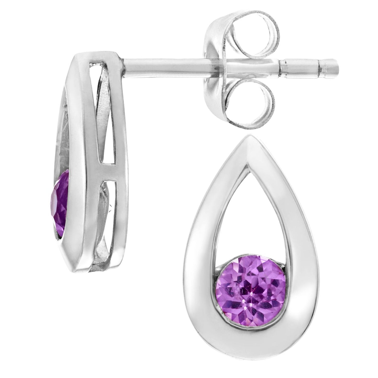 9ct White Gold  0.3ct Created Sapphire Teardrop Drop Earrings - PE0AXL1804WCrtdPinkSa