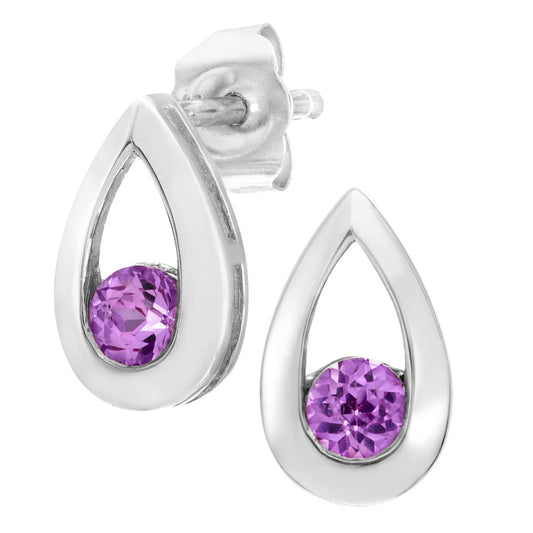 9ct White Gold 0.3ct Created Sapphire Teardrop Drop Earrings - PE0AXL1804WCrtdPinkSa