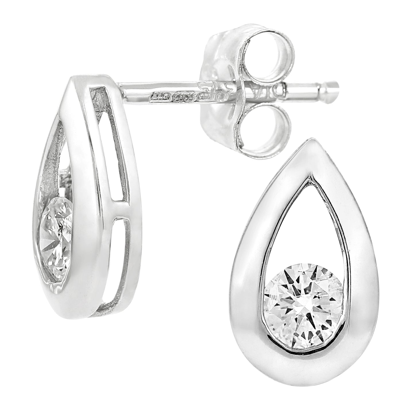 9ct White Gold  Round 1/4ct Diamond Solitaire Stud Earrings - PE0AXL1804WDia