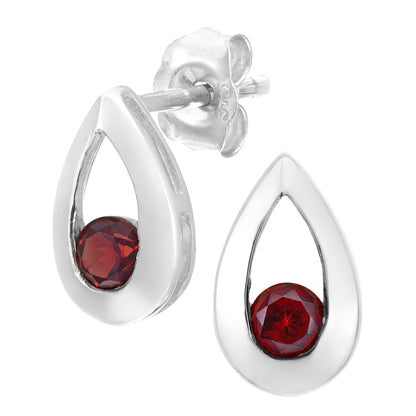 9ct White Gold  Round 0.35ct Garnet Teardrop Drop Earrings - PE0AXL1804WGT