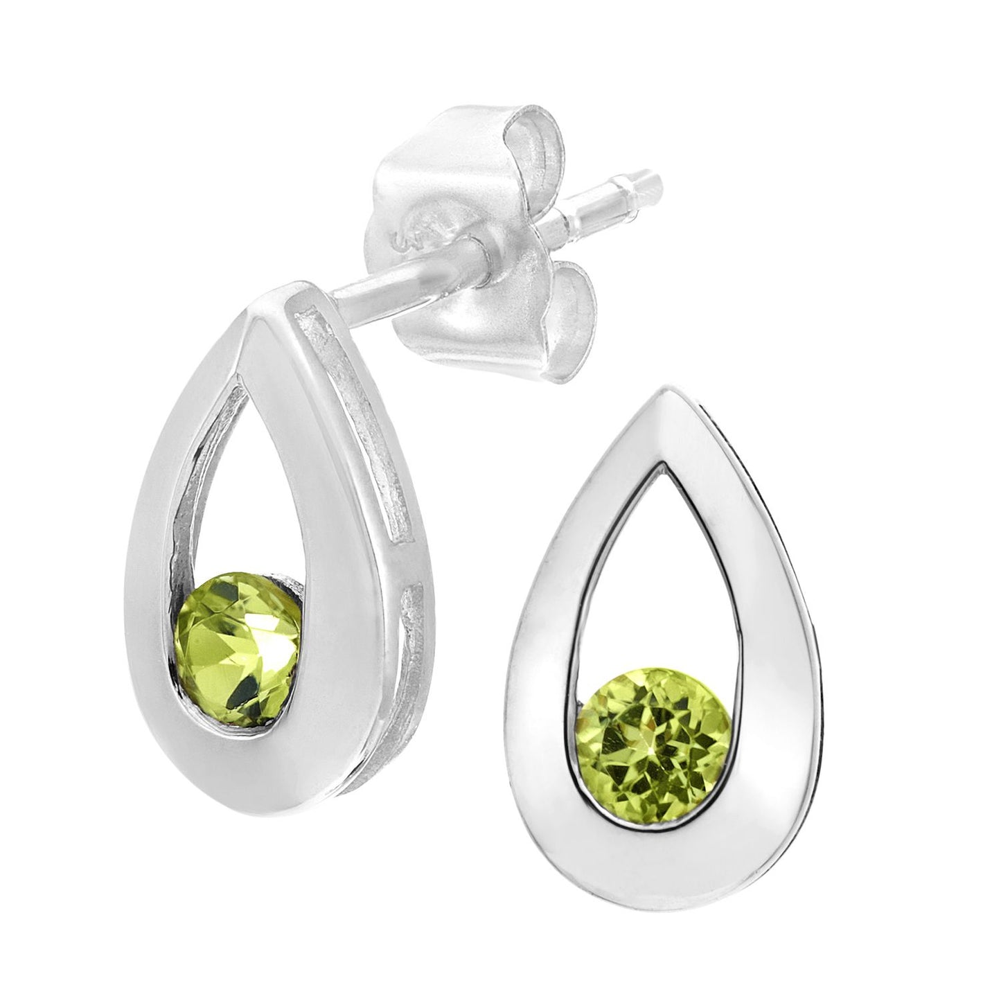 9ct White Gold  Round 0.28ct Peridot Teardrop Drop Earrings - PE0AXL1804WPD