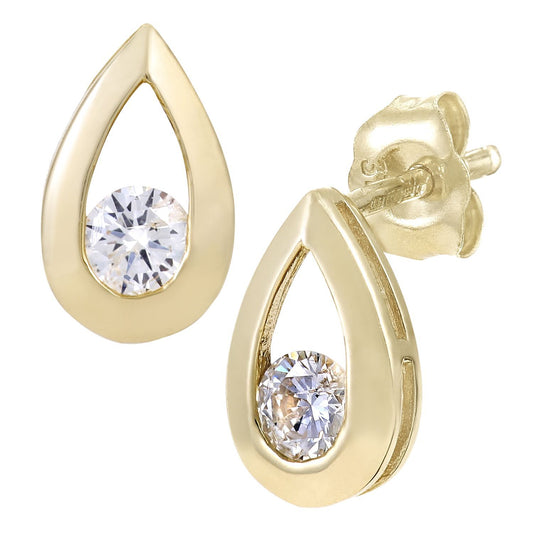 9ct Gold Round 1/4ct Diamond Solitaire Stud Earrings - PE0AXL1804YDia